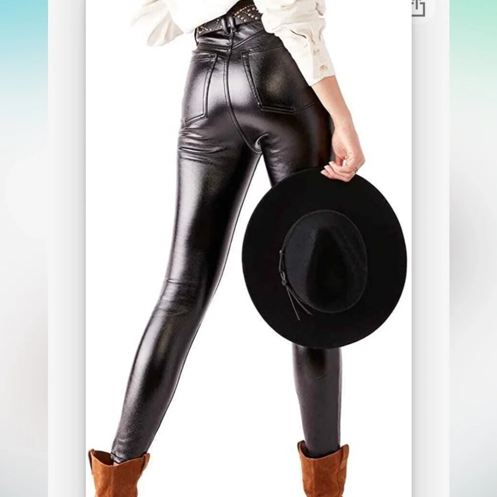 Free People Liquid Black Pleather Pants - Picture 2 of 5